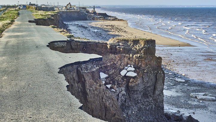 Pictured: Coastal erosion threatening infrastructure in Yorkshire